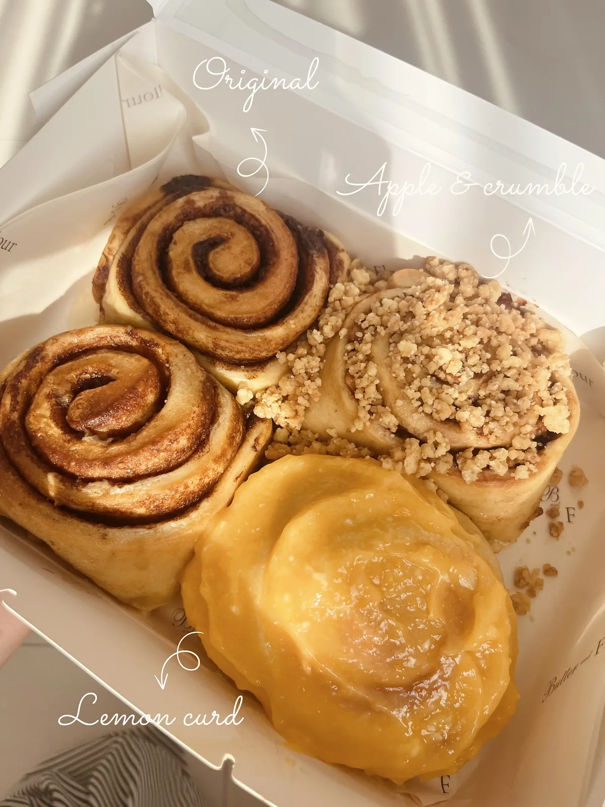 Classic, apple cinnamon, and lemon rolls — Butter and Flour HCMC